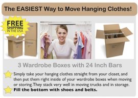 Buy wardrobe boxes to hang your clothes inside of
