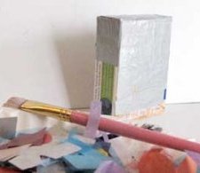 Decoupage the small cardboard boxes with recycled paper Decoupage the small cardboard boxes with recycled paper
