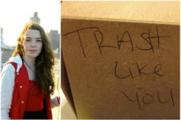 Juliette Borghesan, left, was shocked to discover a nasty note in her Umami Burger takeout box.