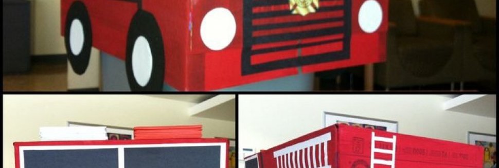 Fire truck cardboard box