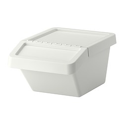 SORTERA waste sorting bin with lid, white Width: 39 cm Depth: 55 cm Height: 28 cm