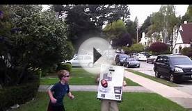 Cardboard Box Robot Thingy dreams of NFL stardom