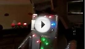 Cardboard Robot Costume with wired switches and buttons
